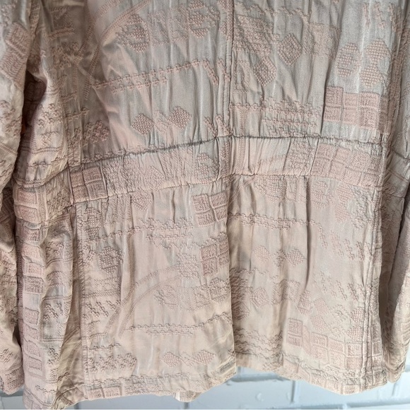 Johnny Was Bordi Satin Zip up Cinch Waist Jacket, Antique Beige, Extra Large XL - Picture 12 of 16